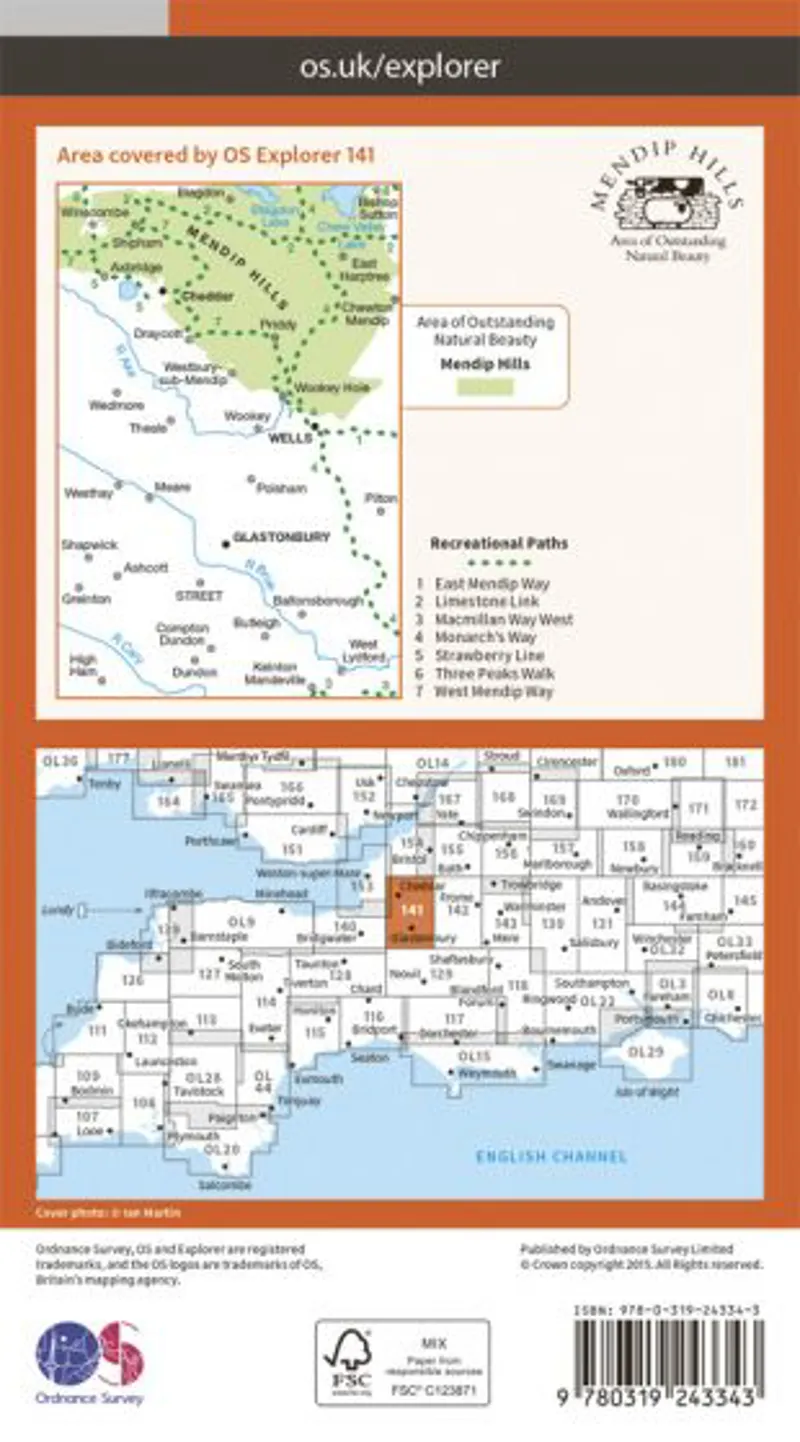 OS Explorer Map 141 - Cheddar Gorge and Mendip Hills West-1